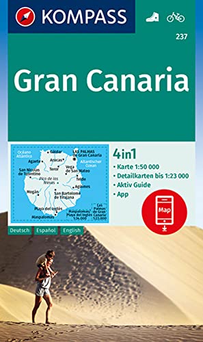 Carta Escursionistica N. 237. Gran Canaria 1:50.000. Ediz. Italiana, Tedesca E Inglese: 4In1 Wanderkarte 1:50000 Mit Aktiv Guide Und Detailkarten ...