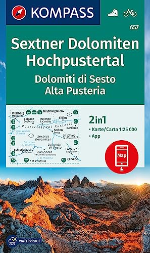 Cartina Escursionistica N. 657 Dolomiti Di Sesto, Parco Naturale Tre Cime: Markierte Wanderwege, Hütten, Fahrradwege, Inklusive Karte Zur Offline Verw