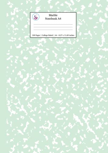 Marble Notebook A4: Mint Green College Ruled Journal: 3