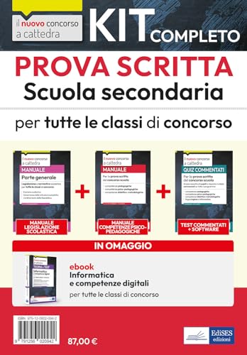 Kit Completo Prova Scritta Scuola Secondaria ( Cc 4/1K ) Legislazione Scolastica + Competenze Psicopedagogiche + Test