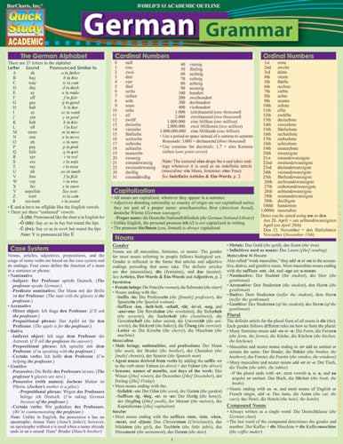 German Grammar: Quickstudy Laminated Reference Guide