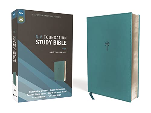 Niv Foundation Study Bible: New International Version, Teal, Leathersoft