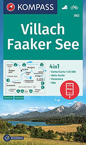 062 Villach Faaker See: Wanderkarte Mit Aktiv Guide Dt./Ital., Panorama Und Radwegen.
