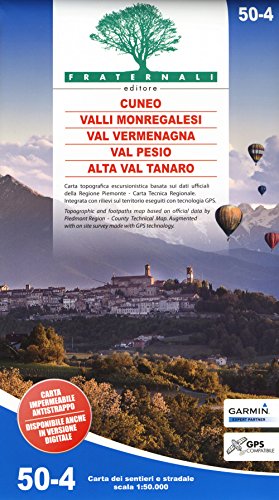 Carta N. 50-4. Cuneo, Valli Monregalesi, Val Vermegnana, Val Pesio, Alta Val Tanaro. Carta Dei Sentieri E Stradale 1:50.000. Adatto A Gps