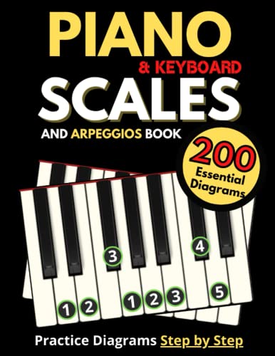 Piano & Keyboard Scales And Arpeggios Book, Practice Diagrams Step By Step: Fundamentals Of Piano Practices, All The Major, Minor (Pentatonic, Blues A