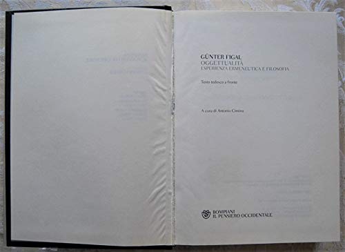 Oggettualità, Esperienza Ermeneutica E Filosofia. Testo Tedesco A Fronte