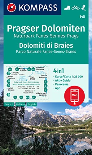 Carta Escursionistica Kom 145. Pragser Dolomiten, Naturpark Fanes-Sennes-Prags, Dolomiti Di Braies, Parco Naturale Fanes-Senes-Braies: 4In1 ... In Der