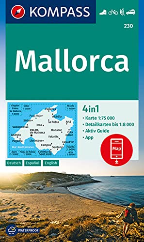 Carta Escursionistica N. 230. Mallorca 1:75.000. Ediz. Tedesca, Spagnola E Inglese: 4In1 Wanderkarte Mit Aktiv Guide Und Detailkarten Inklusive Karte 
