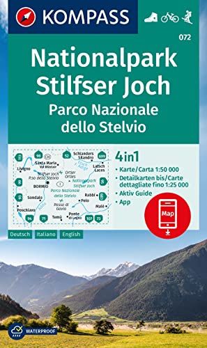Cartina Escursionistica N. 072 Parco Nazionale Dello Stelvio: 4In1 Wanderkarte Mit Aktiv Guide Und Detailkarten Inklusive Karte Zur Offline Verwendung