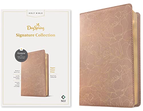 Holy Bible: Nlt Super Giant Print Bible, Filament Enabled Edition Red Letter, Leatherlike, Blush Floral
