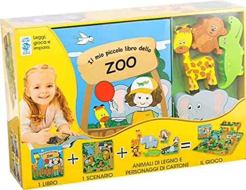 Il Mio Piccolo Libro Dello Zoo. Little Village. Con Libro, Uno Scenario, Animali Di Legno E Personaggio Di Cartone