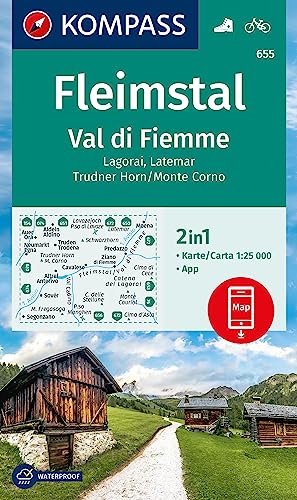 Cartina Escursionistica N. 655 Val Di Fiemme, Lagorai, Latemar: Markierte Wanderwege, Hütten, Fahrradwege, Inklusive Karte Zur Offline Verwendung In D