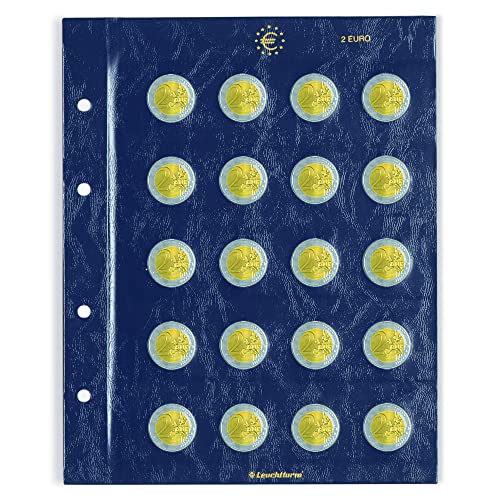 Leuchtturm 312494 Fogli Di Monete Vista - Fogli Da Collezione Per 10 Monete Da 2 Euro Ciascuno - Confezione Da 2 Pezzi