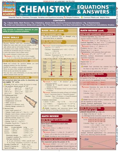 Chemistry Equations & Answers