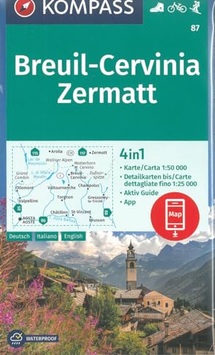 Carta Escursionistica Kom 87. Breuil-Cervinia, Zermatt: 4In1 Wanderkarte Mit Aktiv Guide Und Detailkarten Inklusive Karte Zur Offline Verwendung In De