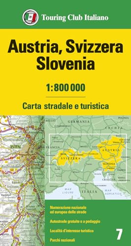 Austria, Svizzera, Slovenia 1:800.000. Carta Stradale E Turistica