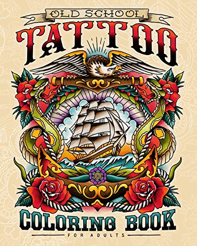 Old School Tattoo Coloring Book For Adults
