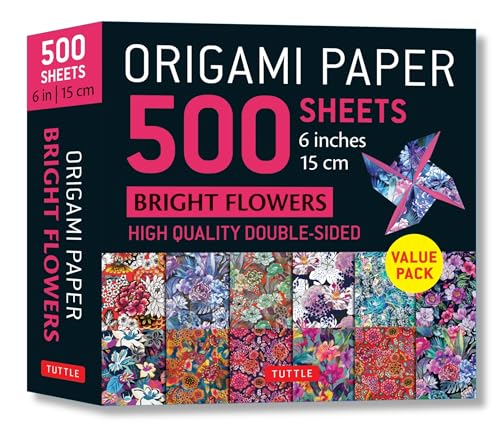 Origami Paper Bright Flowers: Double-Sided Origami Sheets With 12 Punchy Floral Designs (Instructions For 5 Projects Included)