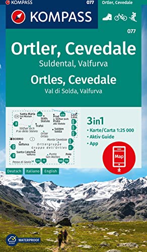 Carta Escursionistica Kom 077. Ortler, Cevedale, Suldental, Valfurva / Ortles, Cevedale, Val Di Solda, Valfura: 3In1 Wanderkarte Mit Aktiv Guide ... I