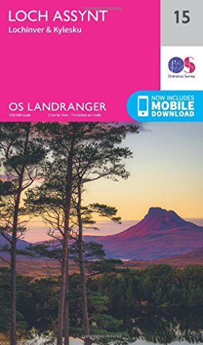 Loch Assynt Map | Lochinver & Kylesku | Ordnance Survey | Os Landranger Map 15 | Scotland | Walks | Cycling | Days Out | Maps | Adventure: 015