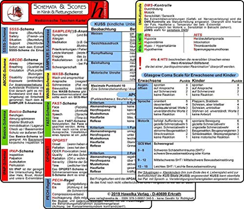 Schemata & Scores In Klinik & Rettungsdienst (2 Karten Set) - Ssss-Schema, Abcde-Schema, Basics-Schema, Ipap-Schema, Sampler(!)S, Wasb, Fast, Opqrst, 