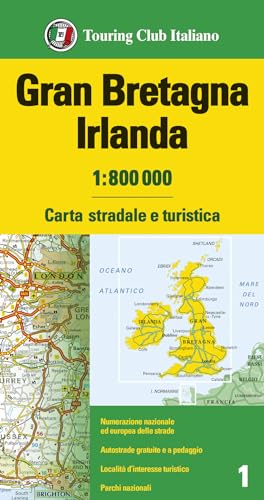 Gran Bretagna, Irlanda 1:800.000. Carta Stradale E Turistica