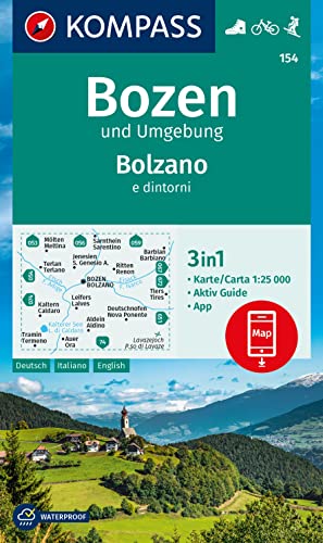 Cartina Escursionistica N. 154. Bolzano E Dintorni 1:25.000. Con App: 3In1 Wanderkarte, Mit Aktiv Guide Inklusive Karte Zur Offline Verwendung In Der 