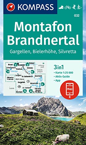 032 Montafon - Brandnertal Gargellen - Bielerhohe - Silvretta: 3In1 Wanderkarte Mit Aktiv Guide Inklusive Karte Zur Offline Verwendung In Der Kompass-