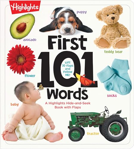 First 101 Words: A Hidden Pictures Lift-The-Flap Board Book, Learn Animals, Food, Shapes, Colors And Numbers, Interactive First Words Book For Babies 