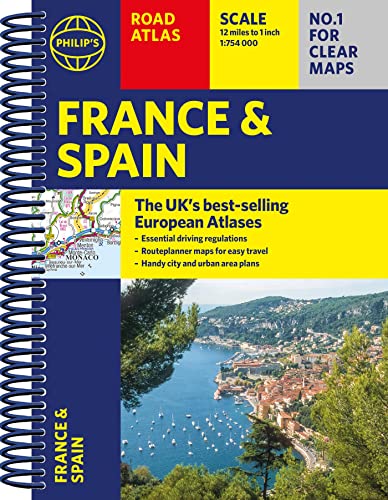 Philip'S France And Spain Road Atlas: A4 Spiral