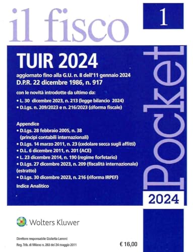 Tuir 2024 - Aggiornato Alla G.U. N. 8 Del 11 Gennaio 24