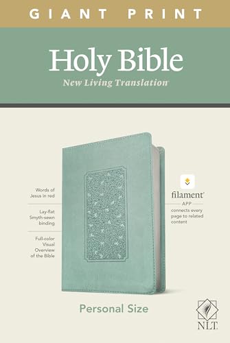 Holy Bible: Nlt, Floral Frame Teal, Leatherlike, Filament Enabled Edition Red Letter, Personal Size Giant Print Bible