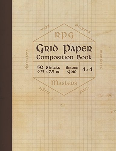 Rpg Grid Paper Composition Book: Blank Quad Ruled Graph Paper For Role Playing Games (50 Sheets, Thick 60 Lb Cream Paper, 1/4 Inch Squares, 9.75 X 7.5