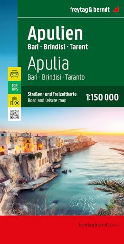 Puglia. Bari 1:150.000: Bari - Brindisi - Tarent, Mit Infoguide, Top Tips, Innenstadtplan: Ak 0627