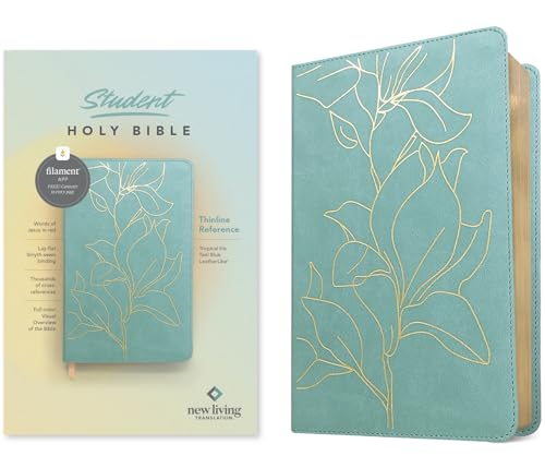Holy Bible: New Living Translation, Tropical Iris Teal Blue, Reference, Filament-Enabled Edition, Red Letter