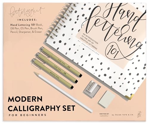 Modern Calligraphy Set For Beginners: A Creative Craft Kit For Adults Featuring Hand Lettering 101 Book, Brush Pens, Calligraphy Pens, And More