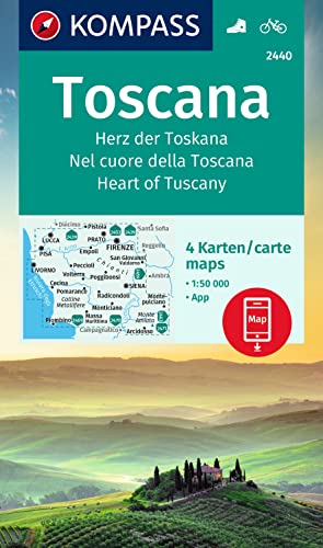 Carta Escursionistica Kom 2440. Toscana, Herz Der Toskana, Nel Cuore Della Toscana, Heart Of Tuscany: Set Van 4 Wandelkaarten Schaal 1 : 50.000