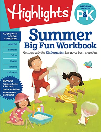 Summer Big Fun Workbook Bridging Grades P & K: Kindergarten Summer Workbook With Alphabet, Numbers, Colors And More, Prepare For Kindergarten Curricul