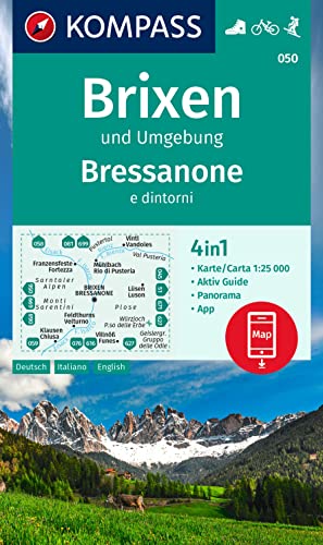 Carta Escursionistica N. 050. Bressanone E Dintorni: 4In1 Wanderkarte Mit Panorama Und Aktiv Guide Inklusive Karte Zur Offline Verwendung In Der Kompa