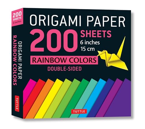 Origami Paper 200 Sheets Rainbow Colors 6 Inches: Double-Sided