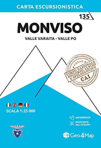 Monviso. Valle Varaita, Valle Po 1:25.000: Wanderkarte 1:25000: 135