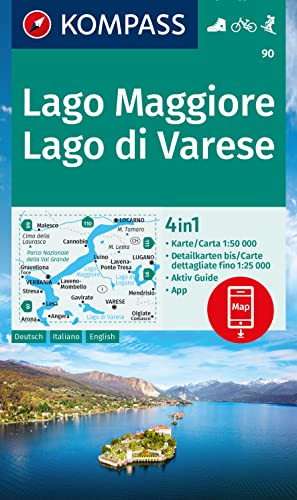 Cartina Escursionistica N. 90 Lago Maggiore, Lago Di Varese: Wandelkaart Schaal 1 : 50.000
