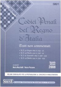 Codici Penali Del Regno D'Italia. Testi Non Commentati