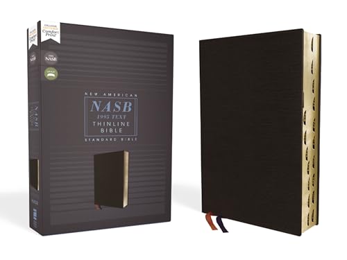 Nasb, Thinline Bible, Bonded Leather, Black, Red Letter, 1995 Text, Thumb Indexed, Comfort Print