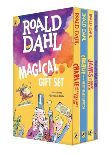 Roald Dahl Magical Gift Boxed Set (4 Books): Charlie And The Chocolate Factory, James And The Giant Peach, Fantastic Mr. Fox, Charlie And The Great Gl
