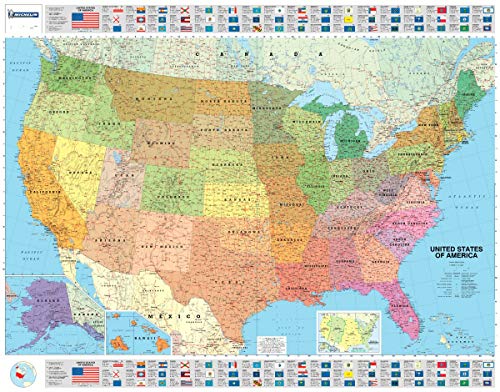 U.S.A. Politica 1:3.850.000. Carta Plastificata: Wall Map