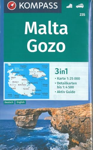 Carta Escursionistica N. 235. Malta, Gozo 1:25.000. Ediz. Tedesca E Inglese: Wandelkaart Schaal 1 : 25.000