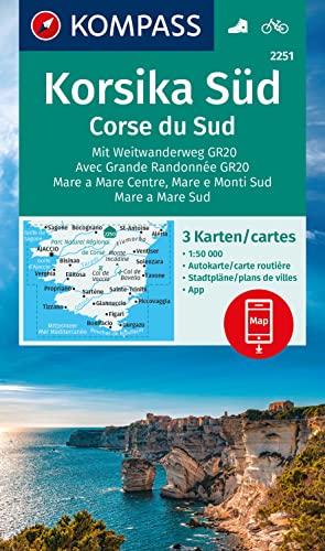 Carta Escursionistica Kom 2251. Korsika Süd. Mit Weitwanderweg Gr20 / Corse Du Sud. Avec Grande Randonnée Gr20: Inklusive Karte Zur Offline Verwendung