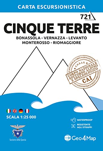 Cinque Terre: Bonassola, Vernazza, Levanto, Monterosso, Rio Maggiore 1:25.000: Wanderkarte 1:25000: 21