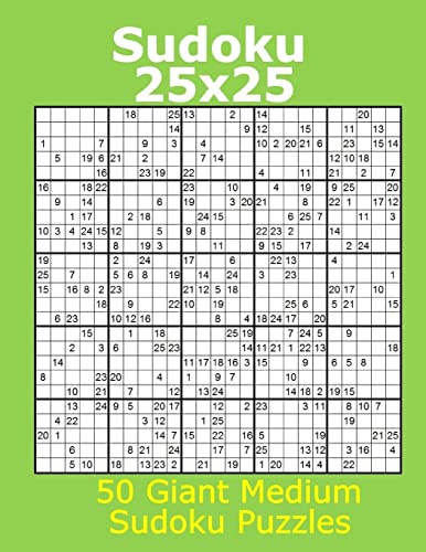 Sudoku 25X25 50 Giant Medium Sudoku Puzzles